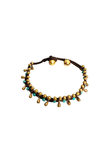 brass bracelet - beaded teardrop by baizaar