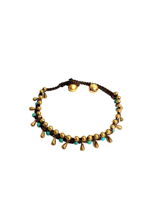 brass bracelet - beaded teardrop by baizaar