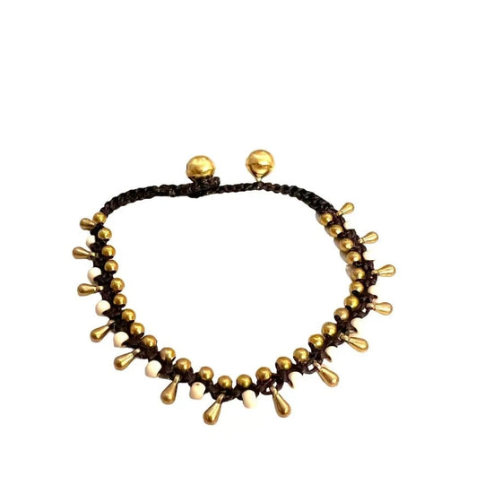 brass bracelet - beaded teardrop by baizaar