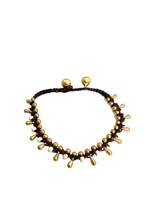 brass bracelet - beaded teardrop by baizaar