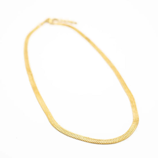 necklace - brass 16" thin herringbone chain by baizaar