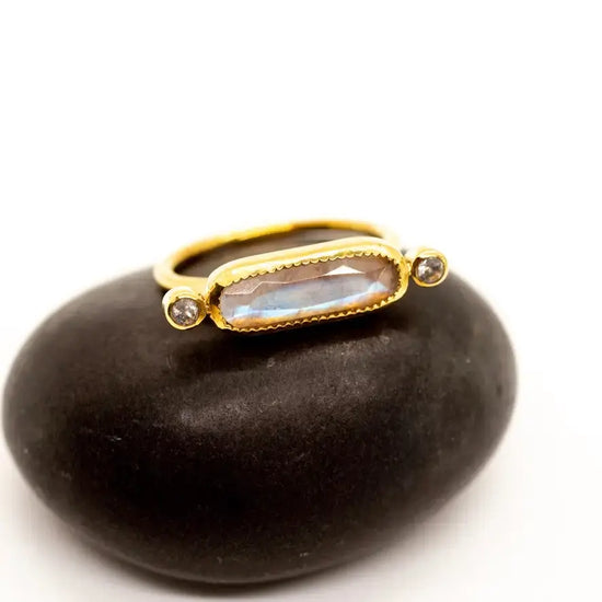 ring - brass long - moonstone by baizaar