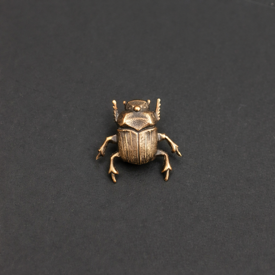 brooch pin - scarab beetle by metal cloth & wood
