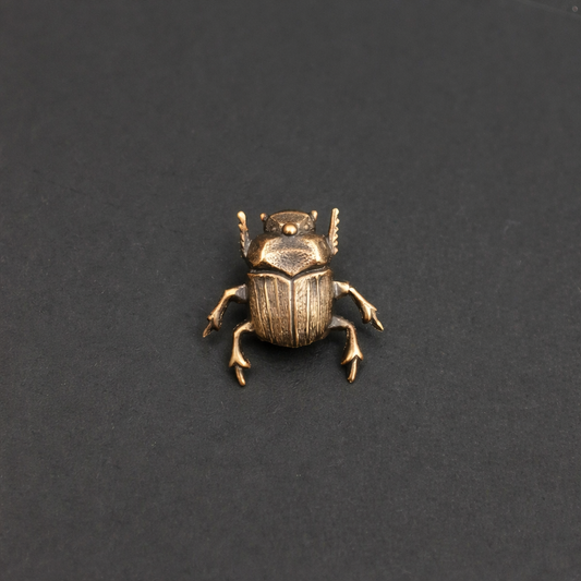brooch pin - scarab beetle by metal cloth & wood
