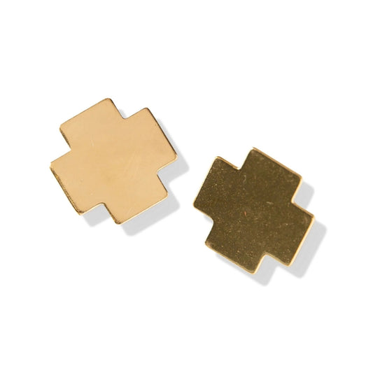 brass earrings - small solid cross by ink + alloy