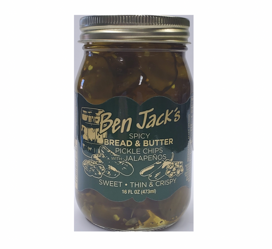 pickles - spicy bread & butter jalapeno - thin cut chips by ben jack larado's