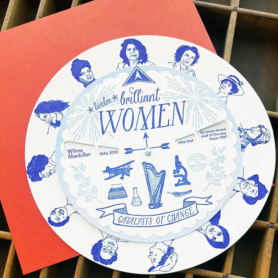 spinner card - brilliant women by blackbird letterpress