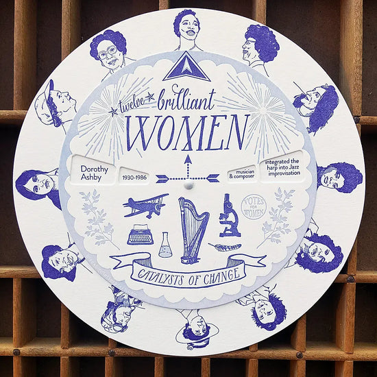 spinner card - brilliant women by blackbird letterpress