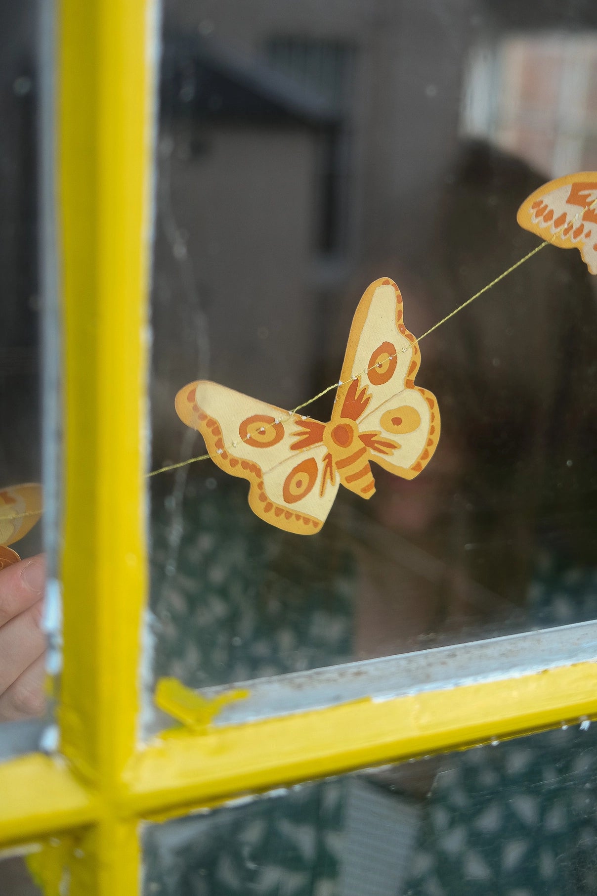 garland - recycled cotton paper - butterflies yellow/ochre/white by east end press