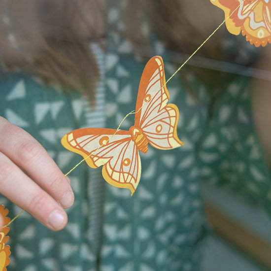 garland - recycled cotton paper - butterflies yellow/ochre/white by east end press
