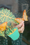 garland - recycled cotton paper - butterflies yellow/ochre/white by east end press