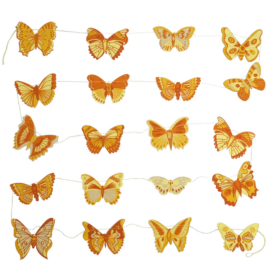 garland - recycled cotton paper - butterflies yellow/ochre/white by east end press