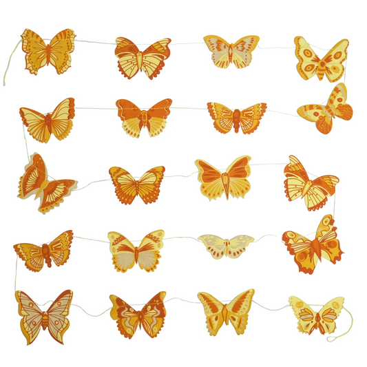 garland - recycled cotton paper - butterflies yellow/ochre/white by east end press