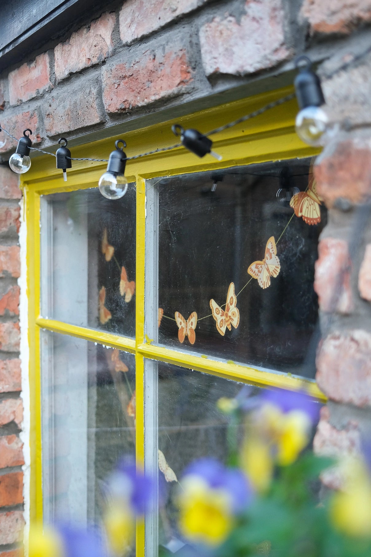 garland - recycled cotton paper - butterflies yellow/ochre/white by east end press
