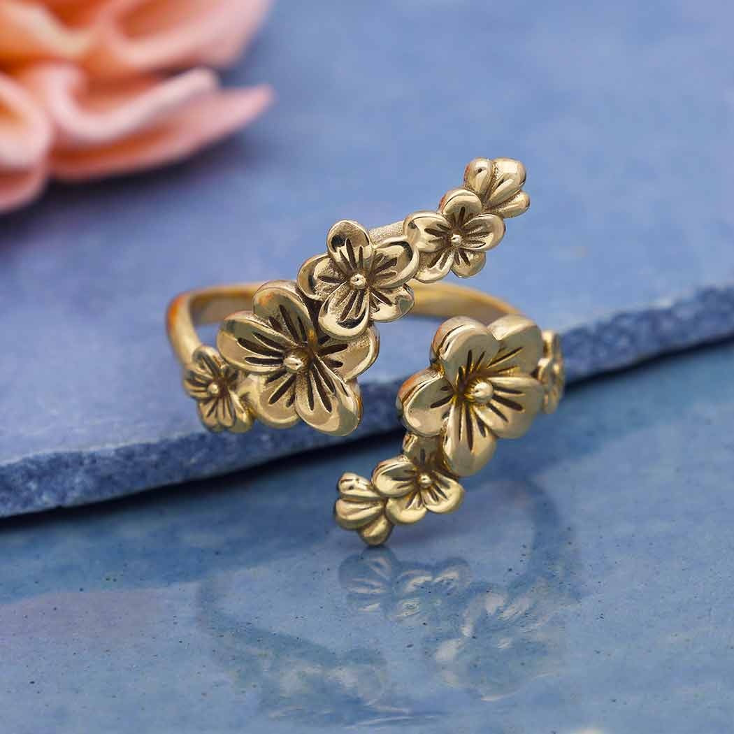 ring - bronze cherry blossoms - adjustable size 7 by nina designs