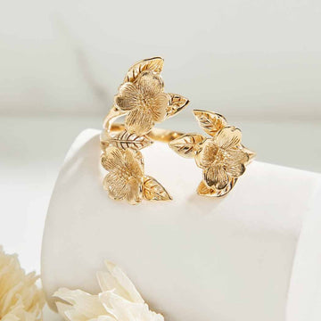 ring - dogwood 3-flower - bronze - adjustable by nina designs