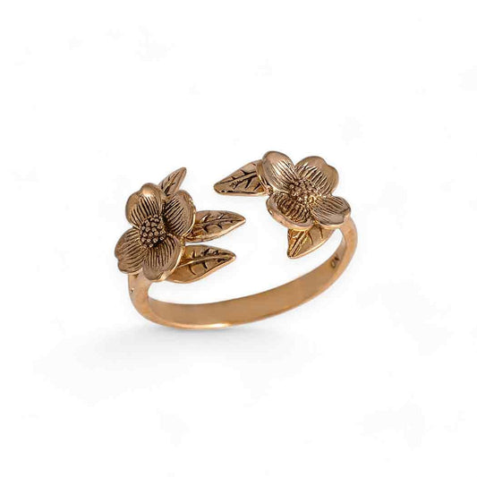 ring - dogwood 2-flower adjustable by nina designs