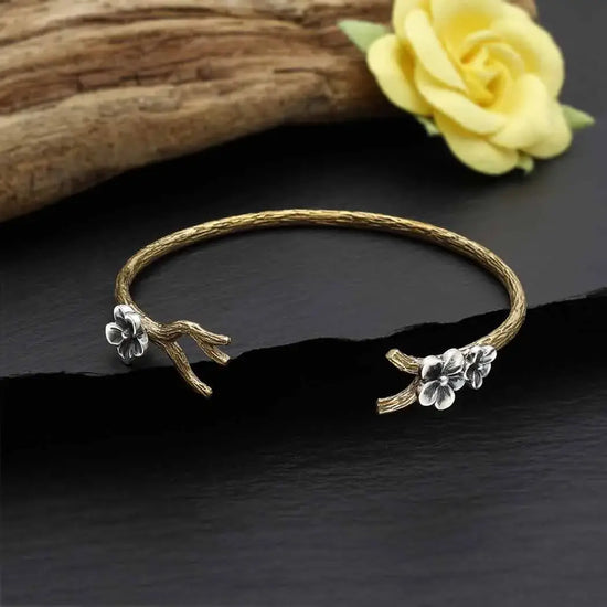 bracelet - bronze branch - silver blossoms by nina designs