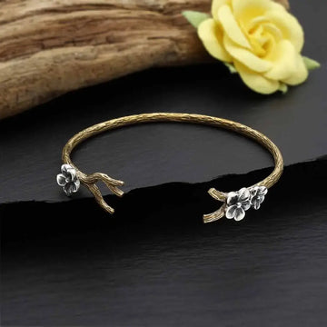 bracelet - bronze branch - silver blossoms by nina designs