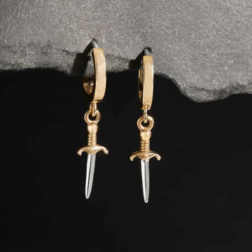 earrings - huggie hoops - mixed metal daggers by nina designs