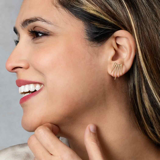 earrings - large five spike post - gold filled/bronze by nina designs