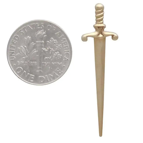 earrings - large sword post - bronze by nina designs