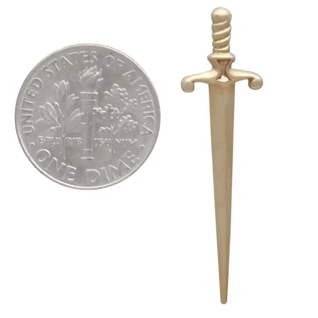 earrings - large sword post - bronze by nina designs