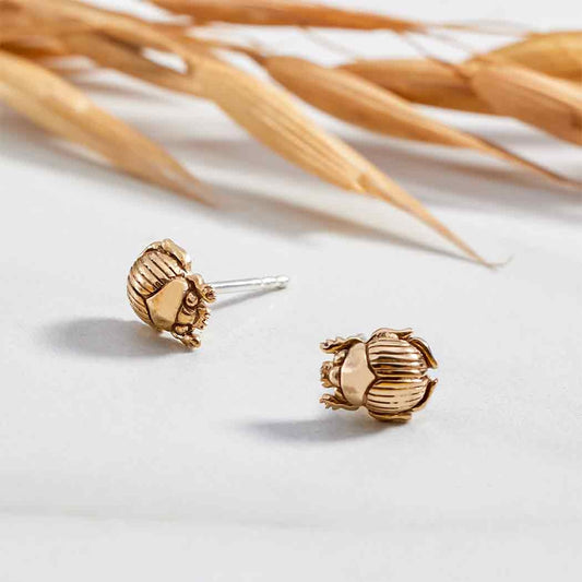 earring set - bronze scarab post by nina designs