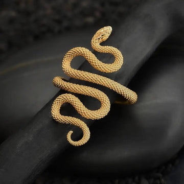 ring - adjustable textured snake - bronze by nina designs