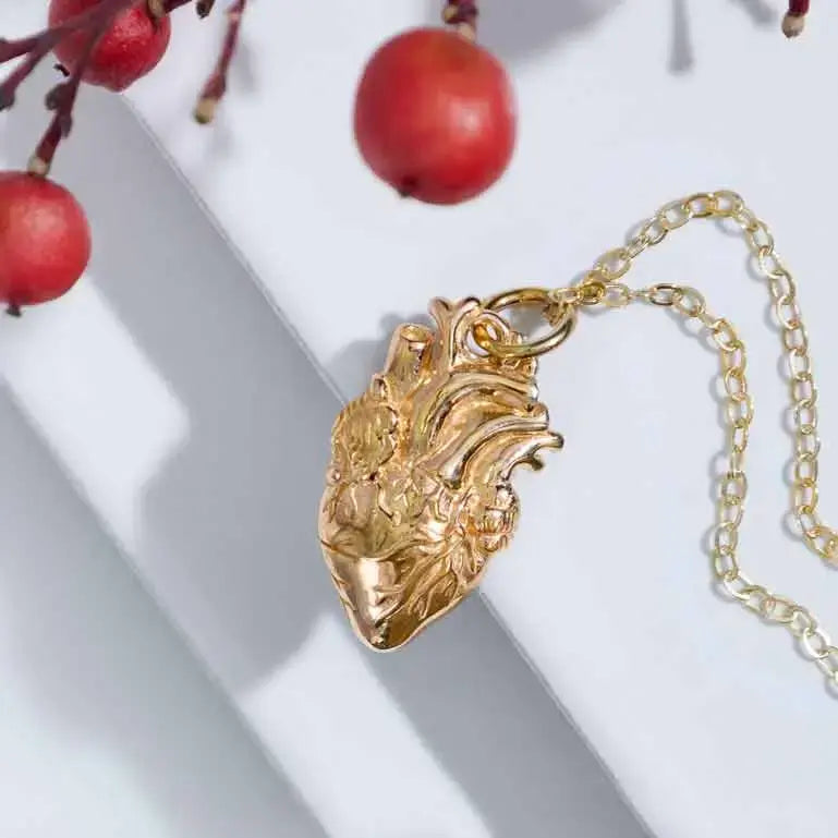 necklace - flat anatomical heart - bronze gold filled by nina designs