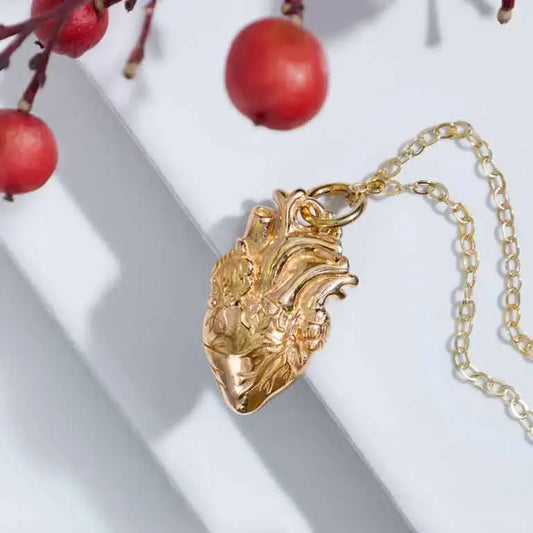 necklace - flat anatomical heart - bronze gold filled by nina designs
