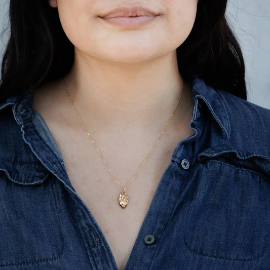 necklace - flat anatomical heart - bronze gold filled by nina designs