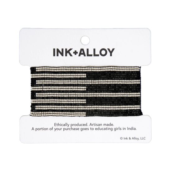 stretch bracelet - horizon - black/white by ink + alloy