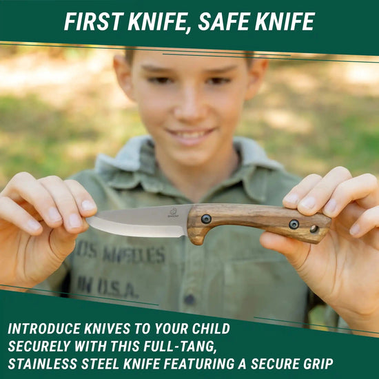 tool - kid-safe knife - young explorers - leather sheaf by beavercraft