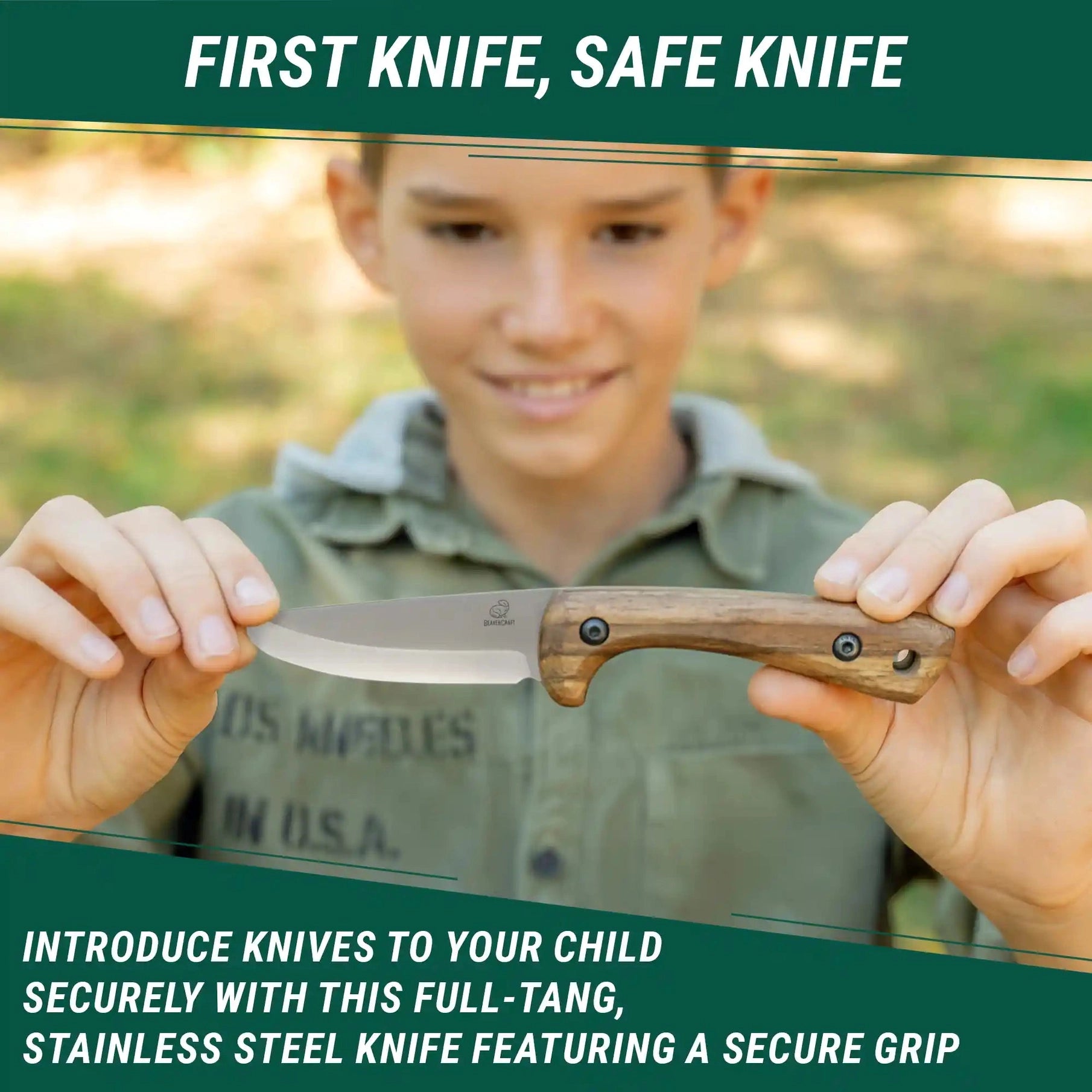 tool - kid-safe knife - young explorers - leather sheaf by beavercraft