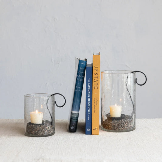 hurricane candle holder - bubble glass - hook insert by creative co-op