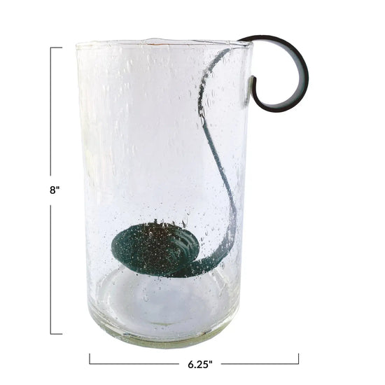hurricane candle holder - bubble glass - hook insert by creative co-op