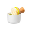 ceramic dish + brush - white/green by full circle home