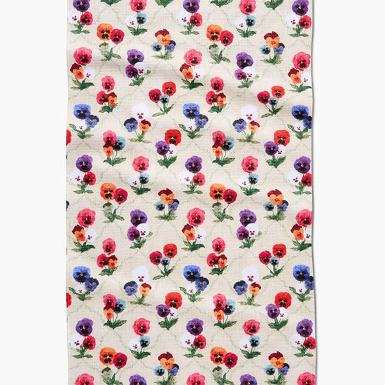 tea towel - microfiber - bunch of pansies by geometry house