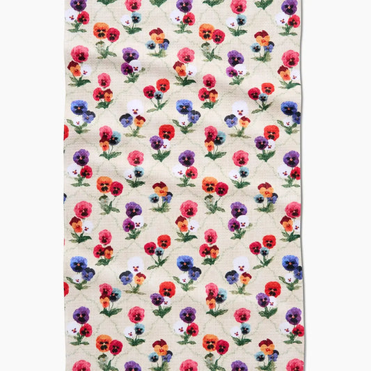 tea towel - microfiber - bunch of pansies by geometry house