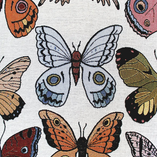 blanket - recycled cotton/acrylic - butterfly & moth tapestry by calhoun & co.