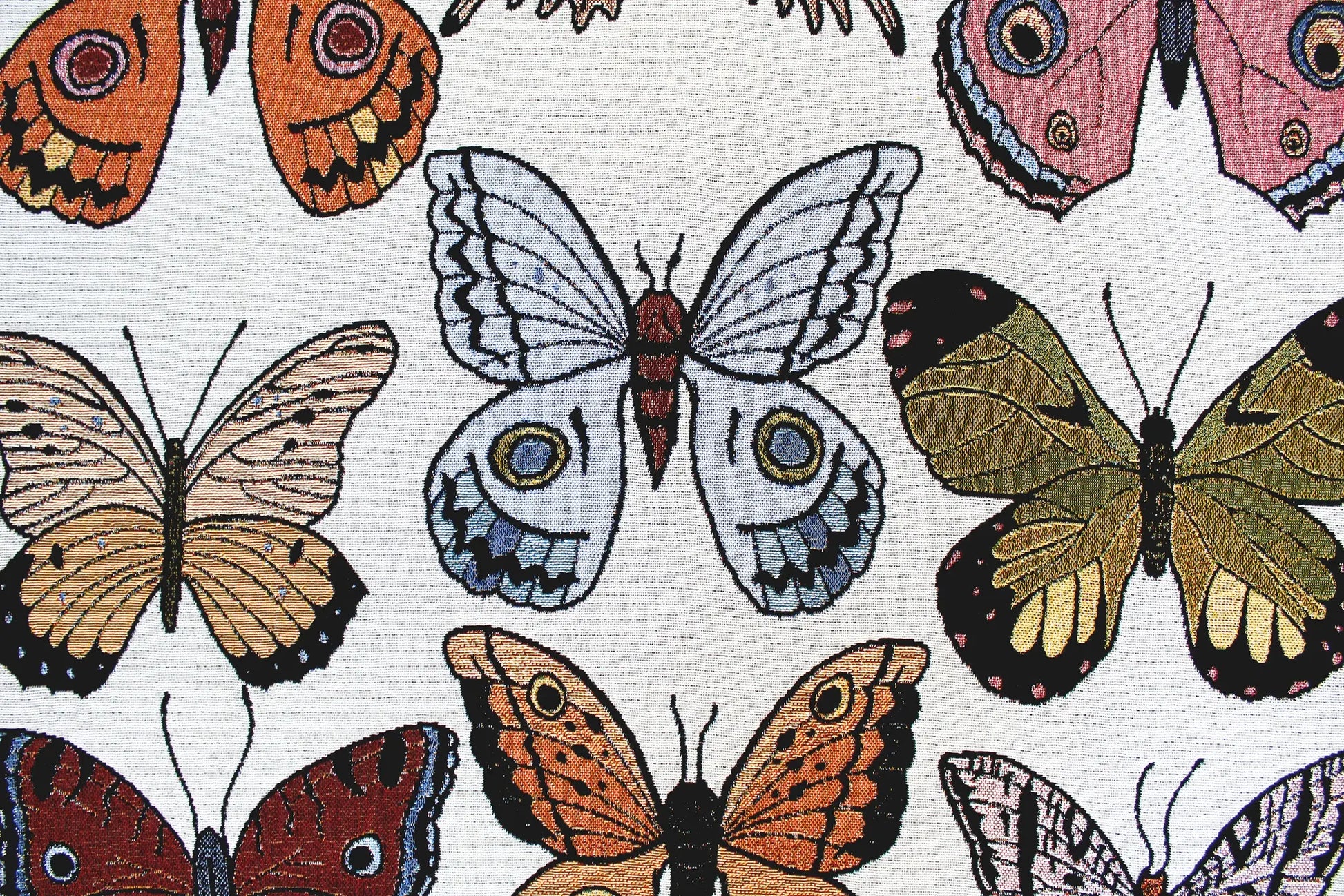 blanket - recycled cotton/acrylic - butterfly & moth tapestry by calhoun & co.