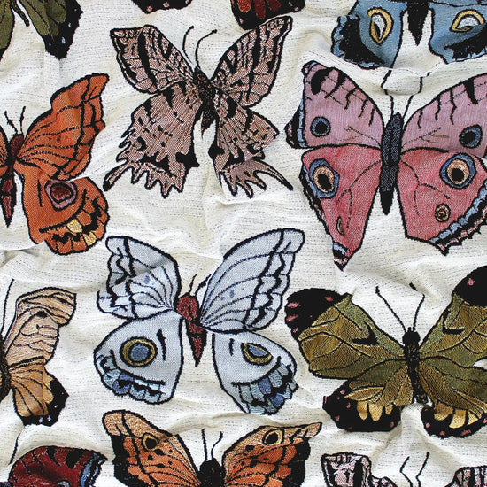 blanket - recycled cotton/acrylic - butterfly & moth tapestry by calhoun & co.