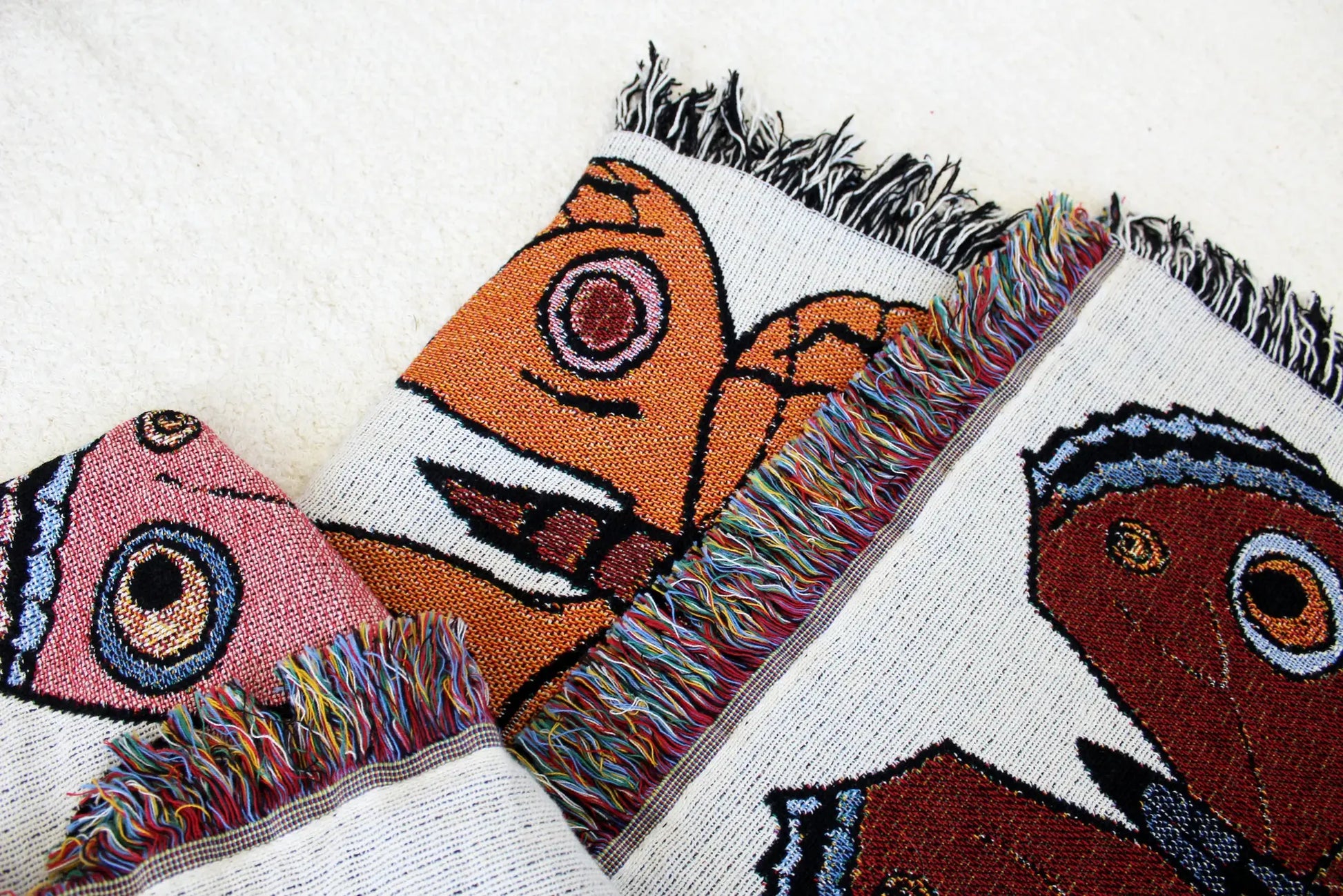 blanket - recycled cotton/acrylic - butterfly & moth tapestry by calhoun & co.