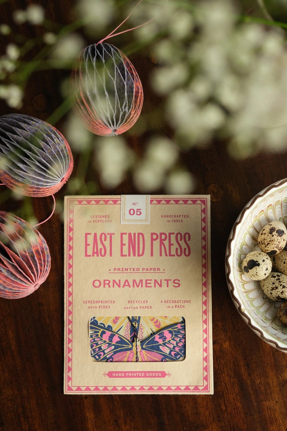 ornaments - recycled cotton paper - butterflies by east end press