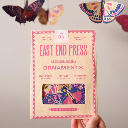 ornaments - recycled cotton paper - butterflies by east end press