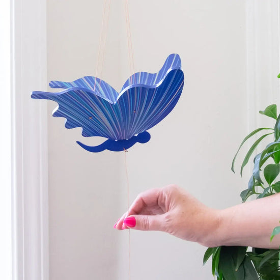 mobile - flying butterfly - blue by tulia's artisan gallery
