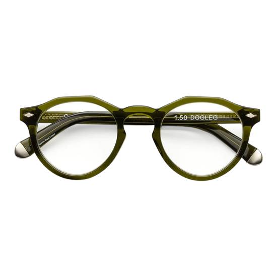 caddis reading glasses - dogleg - heritage green by caddis
