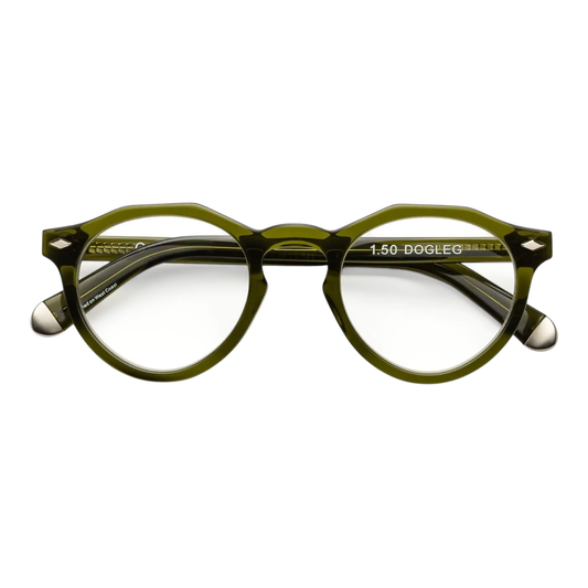 caddis reading glasses - dogleg - heritage green by caddis