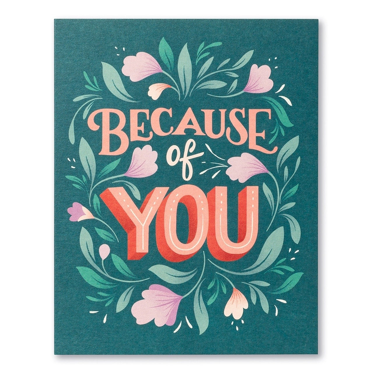 card - thank you - because of you by compendium